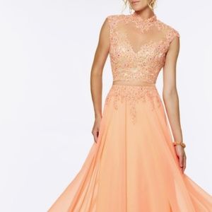 Mori Lee Two Piece Coral Beaded Prom Dress